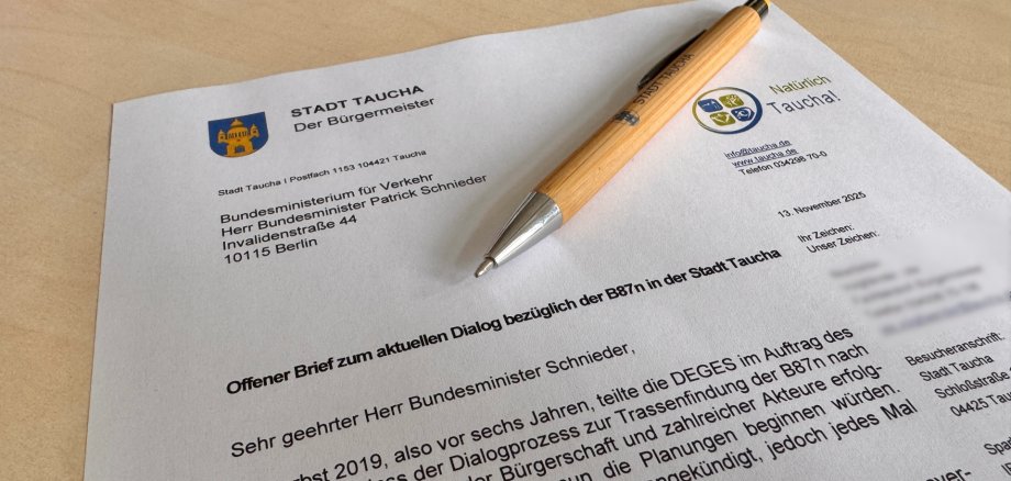 Offener Brief an den Bundesverkehrsminister zur Thematik B87n Offener Brief an den Bundesverkehrsminister zur Thematik B87n