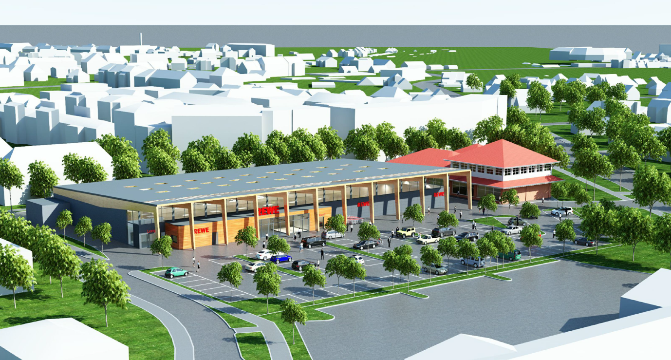 Visualisierung des neuen REWE-Marktes in Taucha