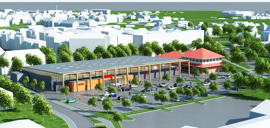 Visualisierung des neuen REWE-Marktes in Taucha